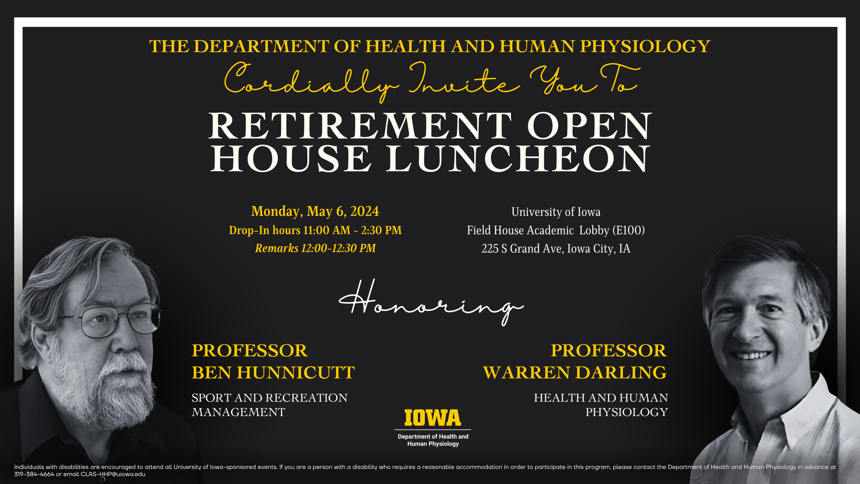 Retirement Prof Hunnicutt/Darling invitation