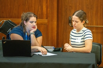Sara Bayer participating in lightning interview