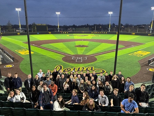 students at baseball field
