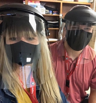 Michael Burke wearing a face shield.