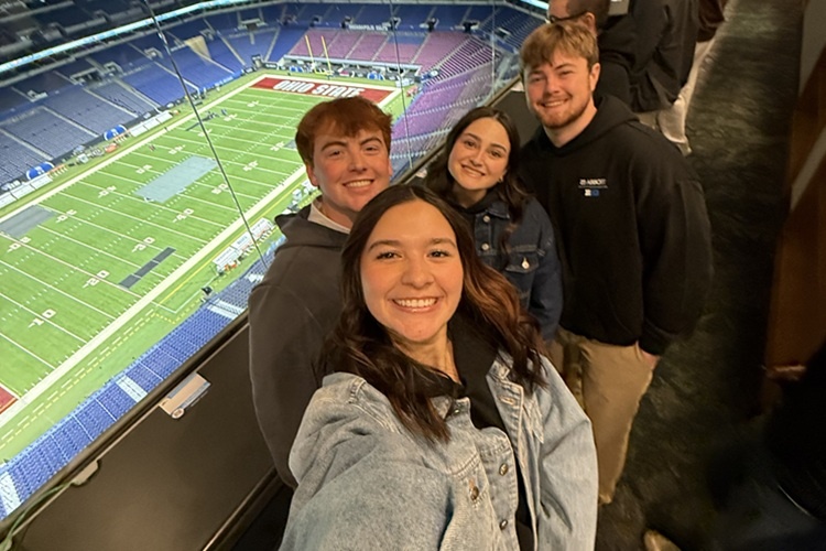 UISRM case team in football stadium press box
