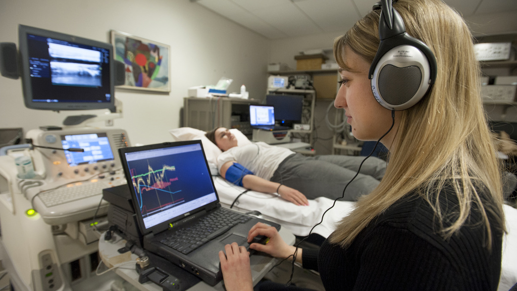 student working in HHP lab